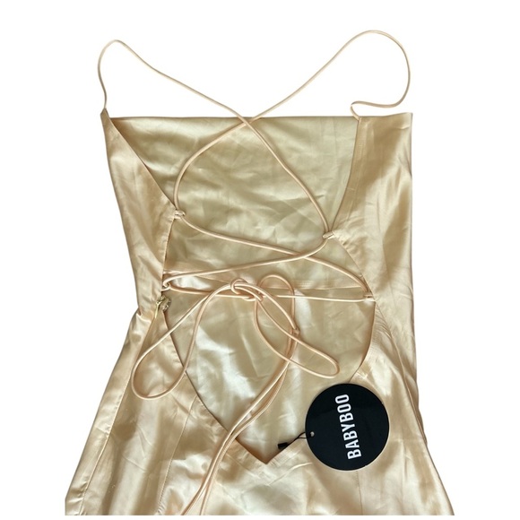 NEW Baby Boo | Misha Yellow Satin Backless Dress - Picture 5 of 8